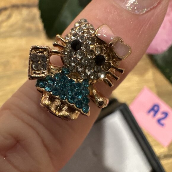 Adorable Hello Kitty Cat Kitten Silvertone Costume Adjustable Ring NEW w Box A2 - Picture 3 of 6